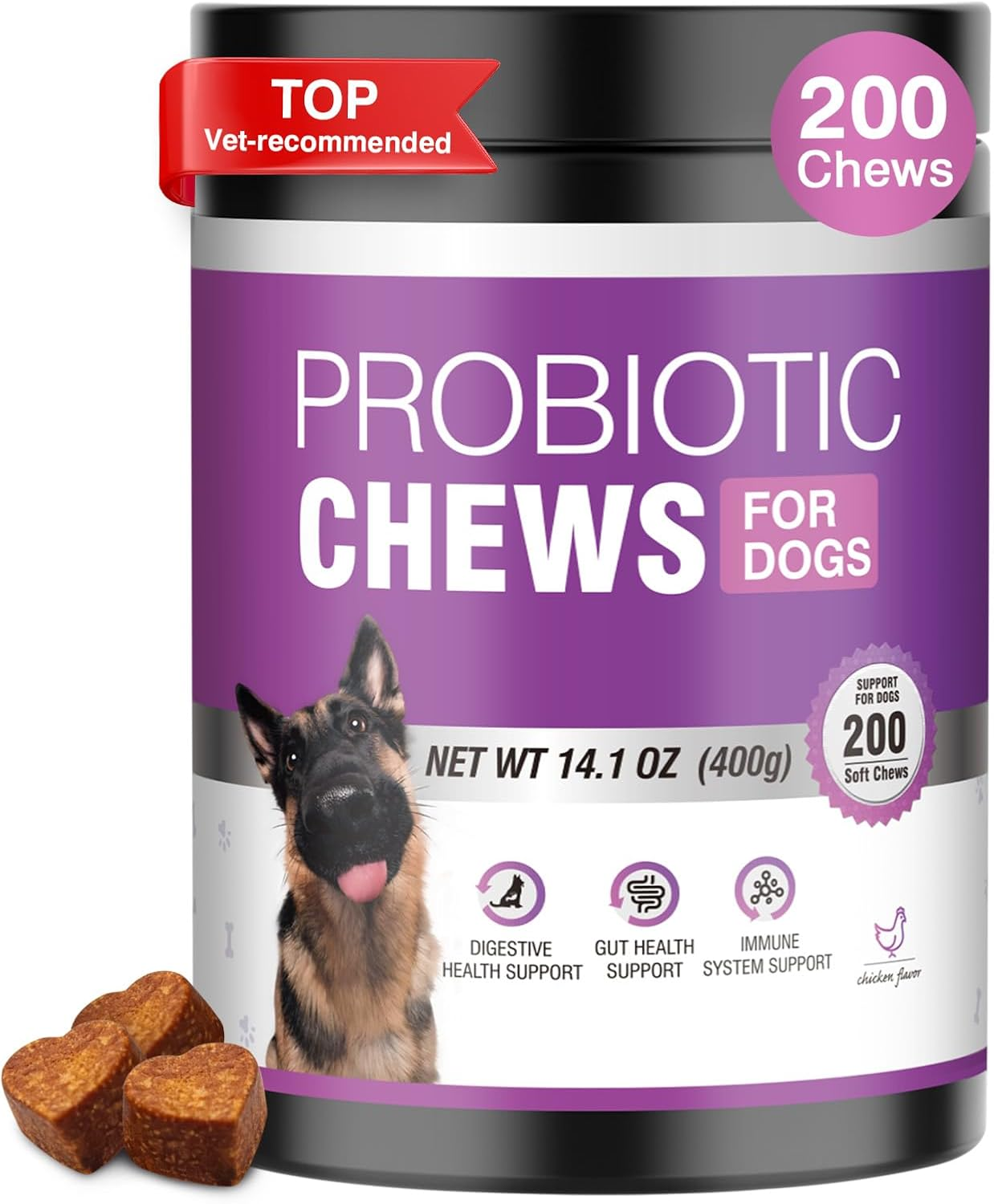 Probiotic Pet Nutrition Supplement for Dogs – 200 Soft Chews